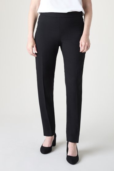 SJ Women's Crepe Stretch Tapered Fit Salon Trousers, Black