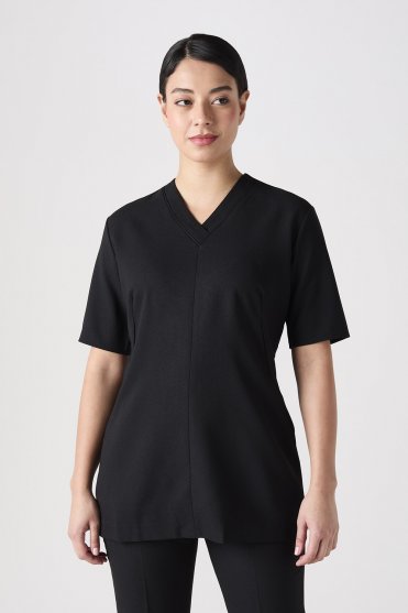 SJ Women's Crepe V-Neckline Tunic with Pockets, Black