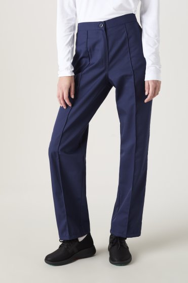 SJ Women's Flat Front Trousers, Navy