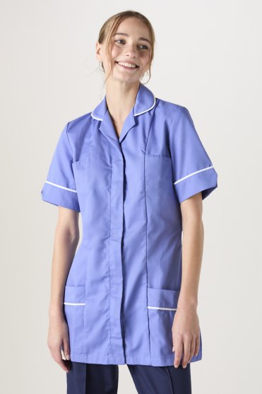 SJ Women's Healthcare Tunic, Metro Blue/White