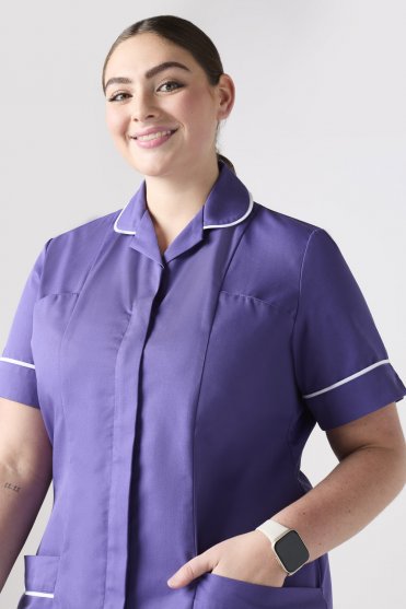 SJ Women's Healthcare Tunic, Purple/White
