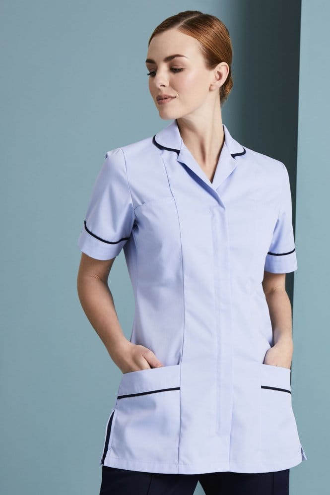 SJ Women's Healthcare Tunic, Sky Blue/Navy
