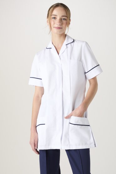 SJ Women's Healthcare Tunic, White/Navy