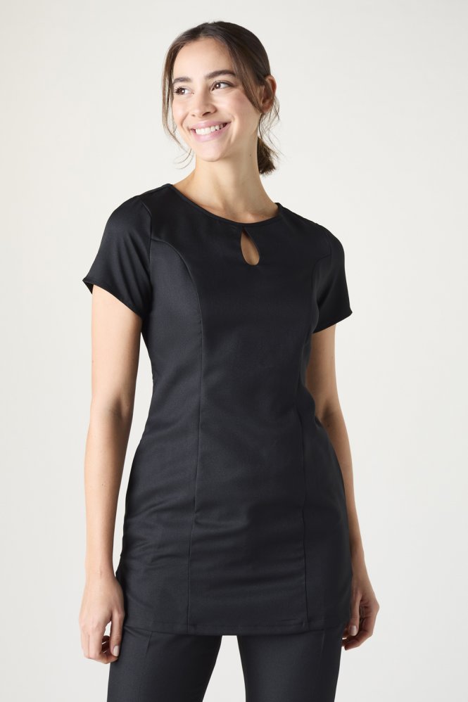 SJ Women's Lightweight Keyhole Tunic with Pockets, Black