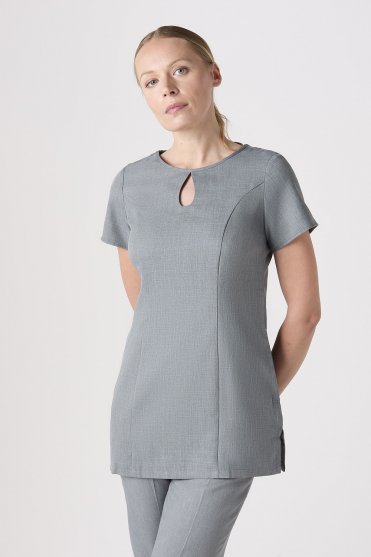 SJ Women's Lightweight Keyhole Tunic with Pockets, Grey
