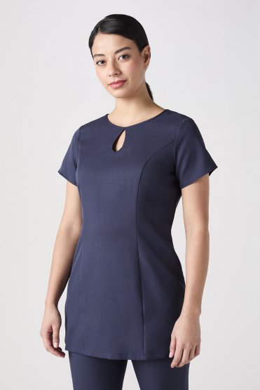 SJ Women's Lightweight Keyhole Tunic with Pockets, Navy