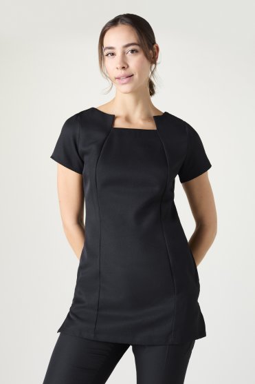 SJ Women's Lightweight Square Neck Tunic with Pockets, Black