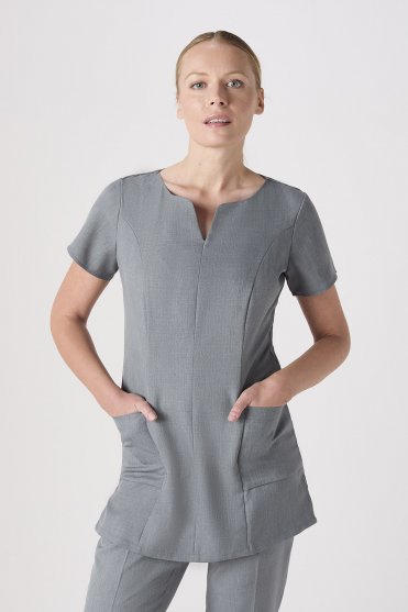 SJ Women's Lightweight V Neck Tunic with Pockets, Grey