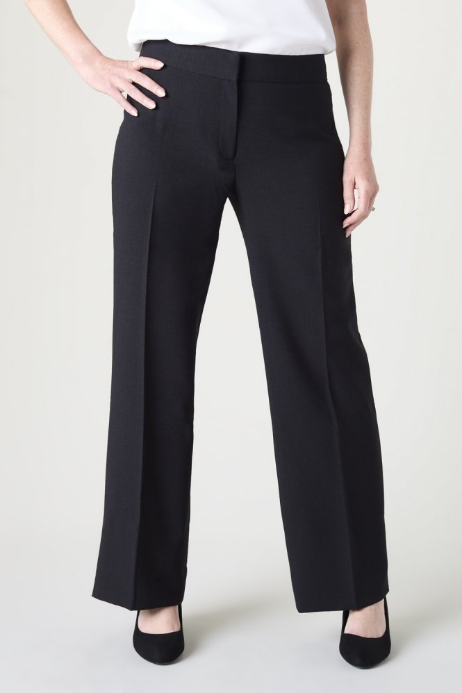 SJ Women's Linen Blend Straight Leg Trousers, Black
