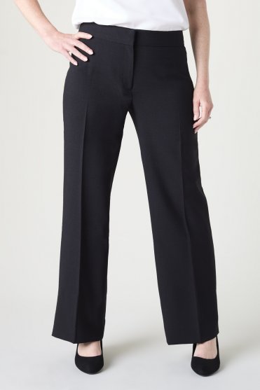 SJ Women's Linen Blend Straight Leg Trousers, Black