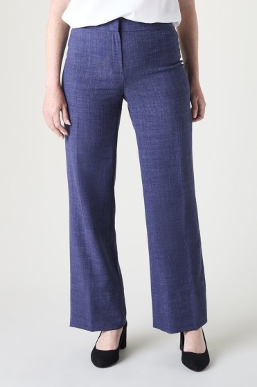 SJ Women's Linen Blend Straight Leg Trousers, Navy