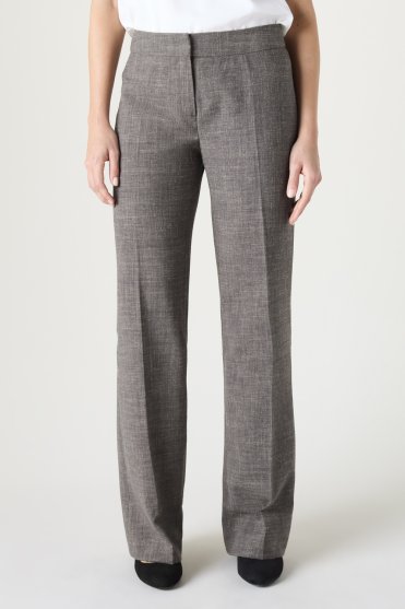 SJ Women's Linen Blend Straight Leg Trousers, Warm Charcoal