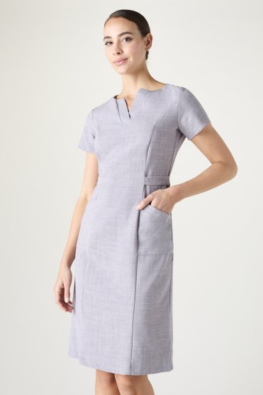 SJ Women's Linen Blend V-Neck Dress, Grey