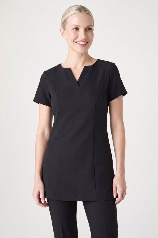 SJ Women's Linen Blend V-neck Tunic, Black