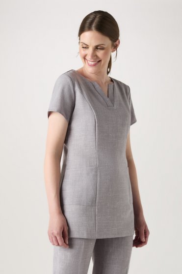 SJ Women's Linen Blend V-neck Tunic, Grey