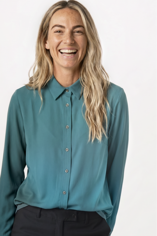 SJ Women's Long Sleeve Blouse, Dark Teal