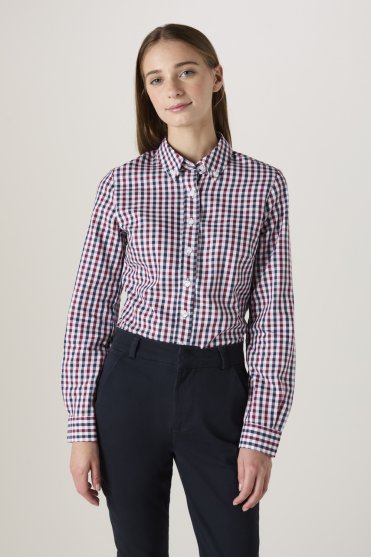 SJ Women's Long Sleeve Check Shirt, Red/Navy