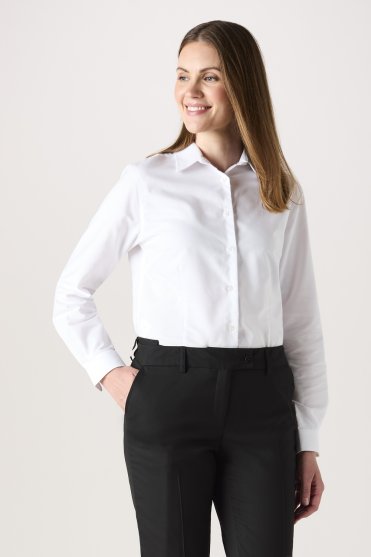 SJ Women's Long Sleeve Oxford Shirt, White