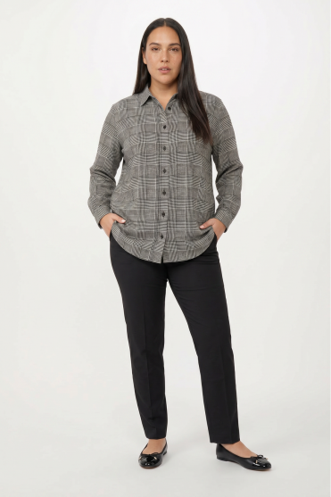 SJ Women's Long Sleeve Print Blouse, Prince of Wales Check