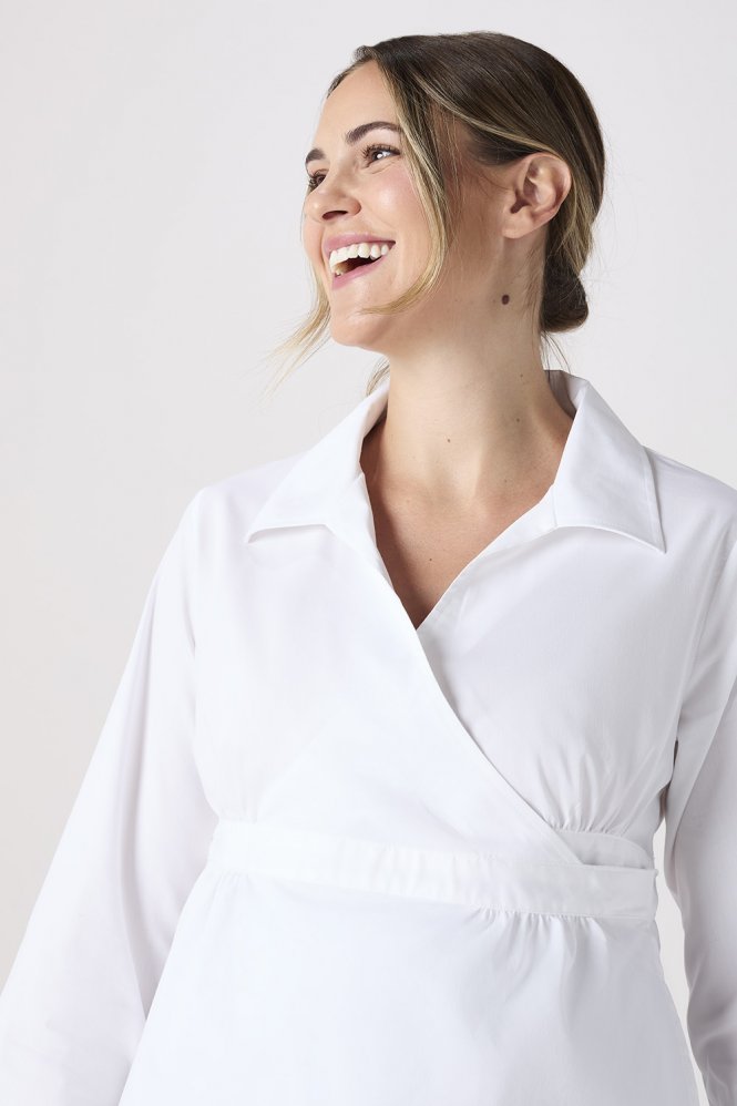 SJ Women's Maternity Wrap Shirt, White