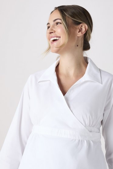 SJ Women's Maternity Wrap Shirt, White