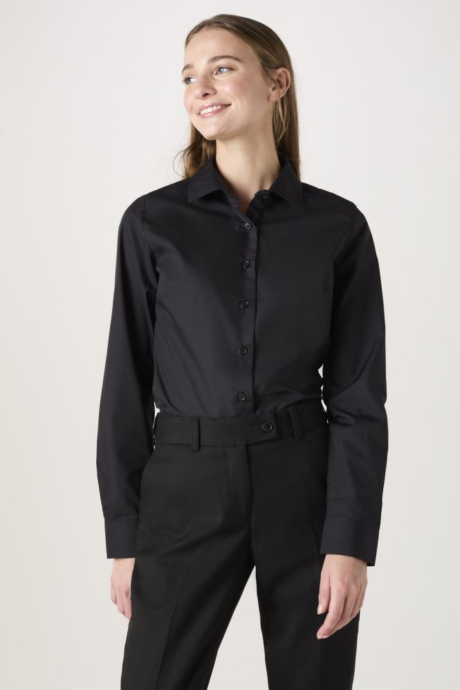 SJ Women's Regular Fit Long Sleeve Shirt, Black