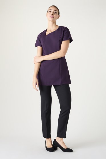 SJ Women's Scooped Angle Neckline Tunic, Plum