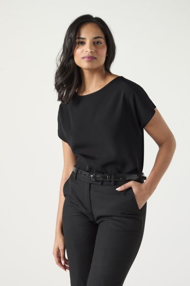 SJ Women's Slash Neck Blouse, Black