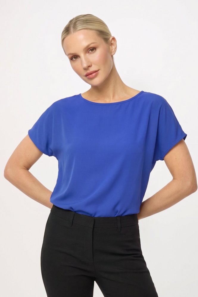SJ Women's Slash Neck  Blouse, Cobalt Blue