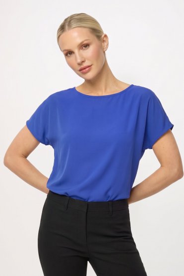 SJ Women's Slash Neck  Blouse, Cobalt Blue