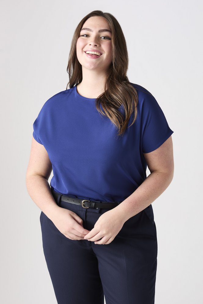 SJ Women's Slash Neck Blouse, French Navy