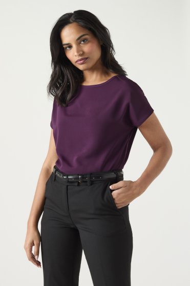 SJ Women's Slash Neck Blouse, Plum