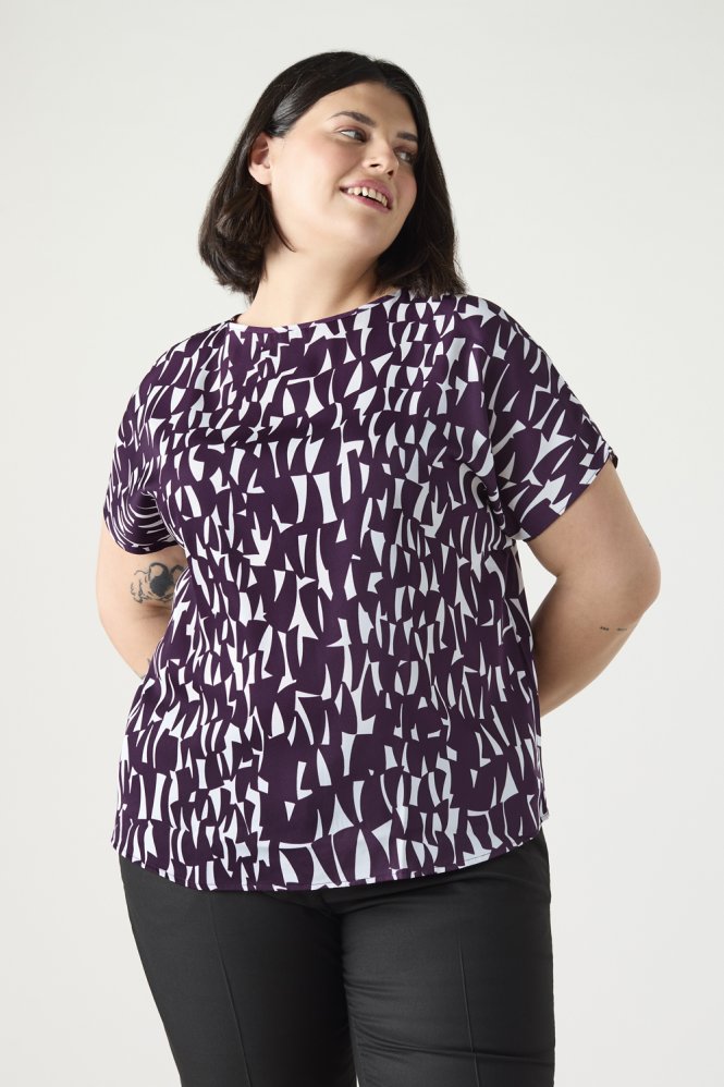 SJ Women's Slash Neck Blouse, Plum Shard