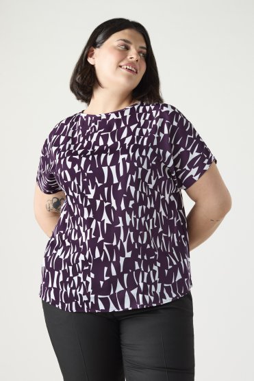 SJ Women's Slash Neck Blouse, Plum Shard