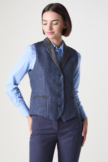SJ Women's Tweed Waistcoat, Navy