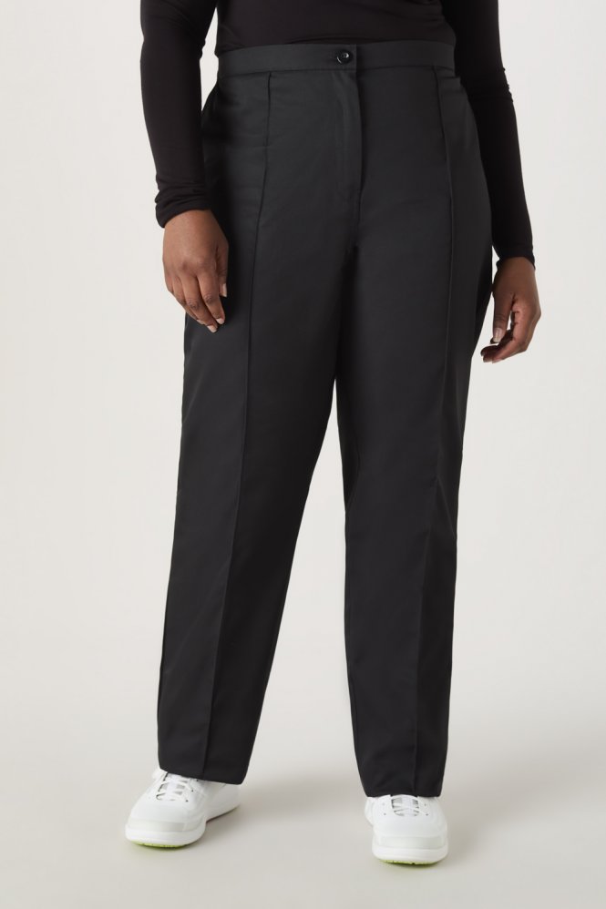 SJ Women's Unhemmed Flat Front Trouser, Black