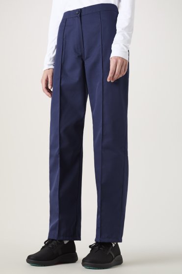 SJ Women's Unhemmed Flat Front Trouser, Navy