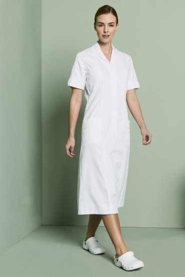 SJ Women's Unhemmed Healthcare Dress, White/White