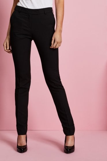 SJ Women's Unhemmed Slim Leg Trouser, Black