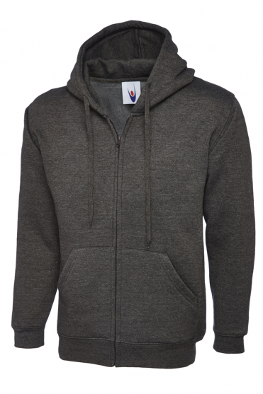 Uneek Unisex Classic Full Zip Hooded Sweatshirt, Charcoal