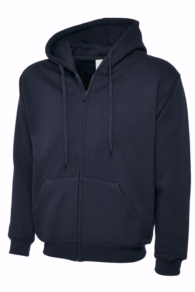 Uneek Unisex Classic Full Zip Hooded Sweatshirt, Navy