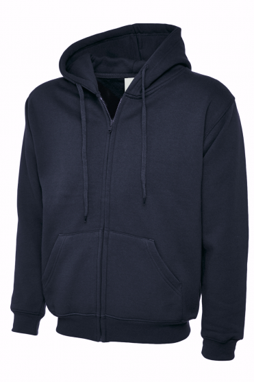 Uneek Unisex Classic Full Zip Hooded Sweatshirt, Navy