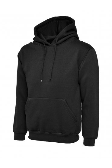 Uneek Unisex Classic Hoodie, Black