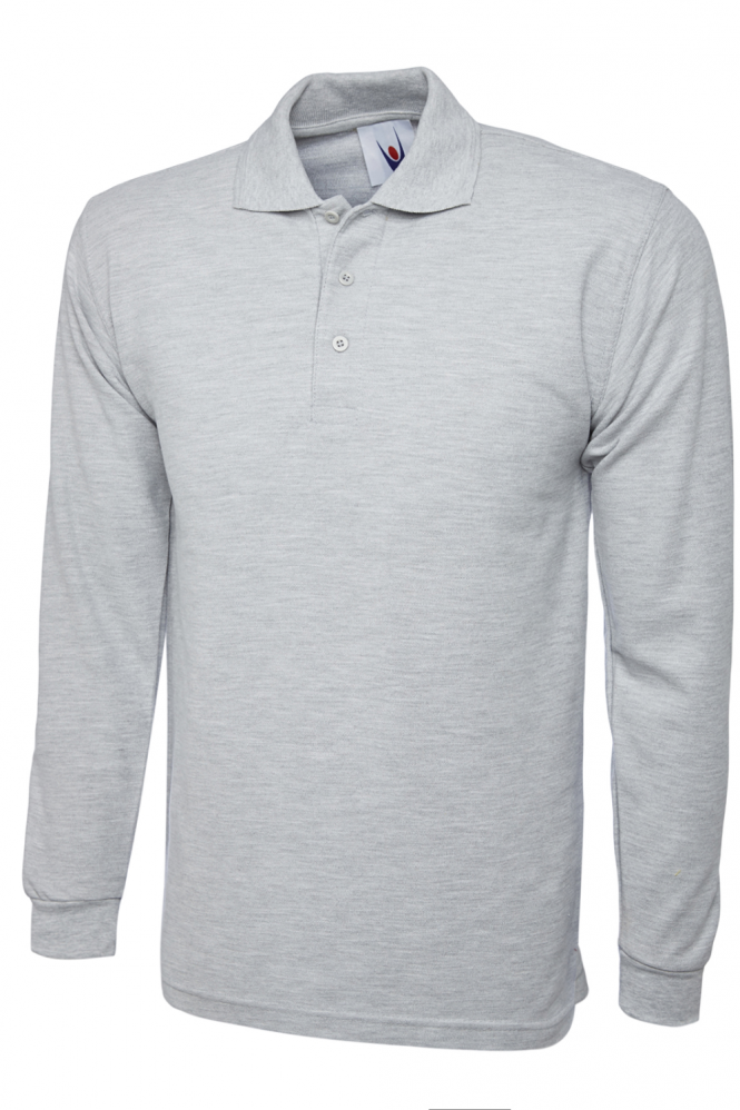 Uneek Unisex Long Sleeved Polo, Heather