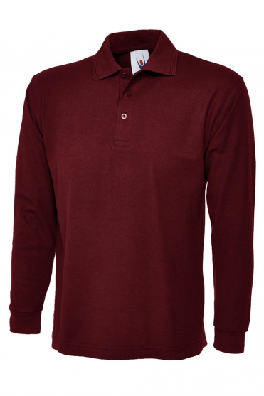 Uneek Unisex Long Sleeved Polo, Maroon