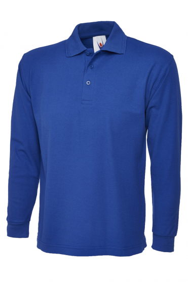 Uneek Unisex Long Sleeved Polo, Royal Blue