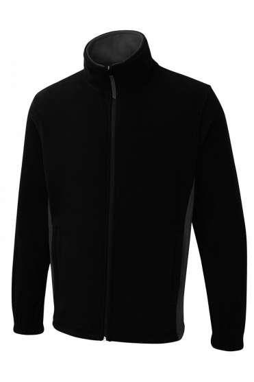 Uneek Unisex Two Tone Full Zip Fleece Jacket, Black/Charcoal