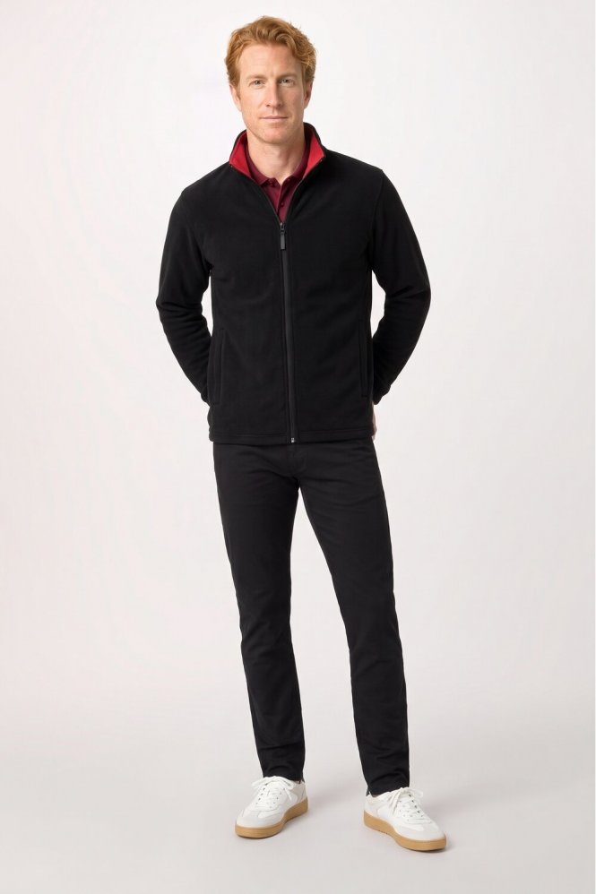 Uneek Unisex Two Tone Full Zip Fleece Jacket, Black/Red