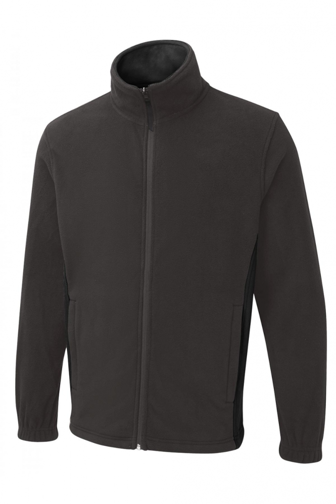 Uneek Unisex Two Tone Full Zip Fleece Jacket, Charcoal/Black
