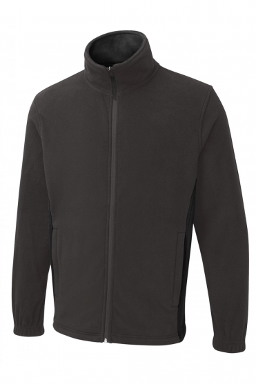 Uneek Unisex Two Tone Full Zip Fleece Jacket, Charcoal/Black